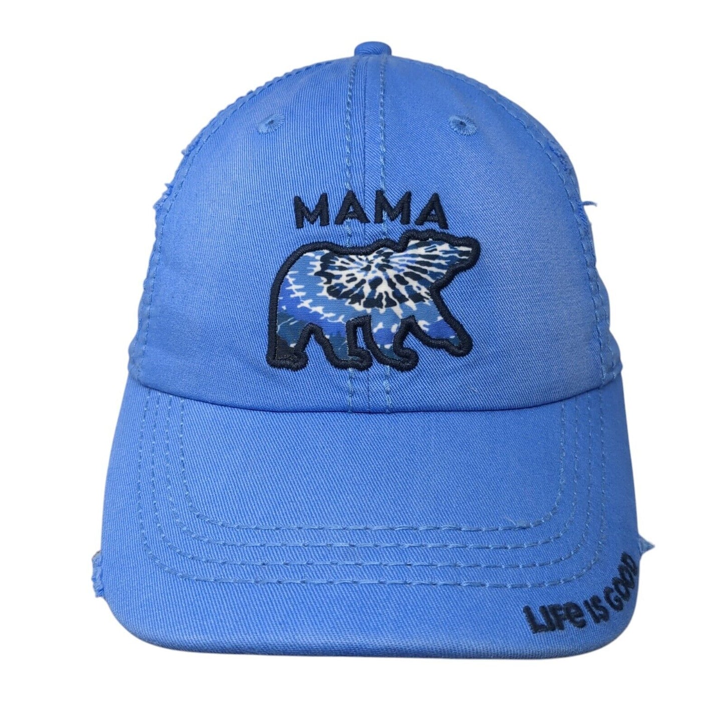 Mama Bear Slideback Hat Blue One Size Embroidered Life Is Good 6 Panel