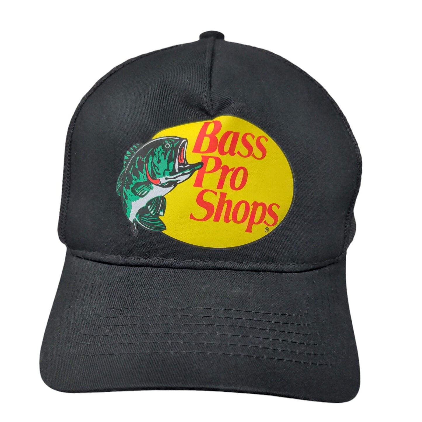 Bass Pro Shops Snapback Mesh Back Trucker Hat Black OSFM Gone Fishing