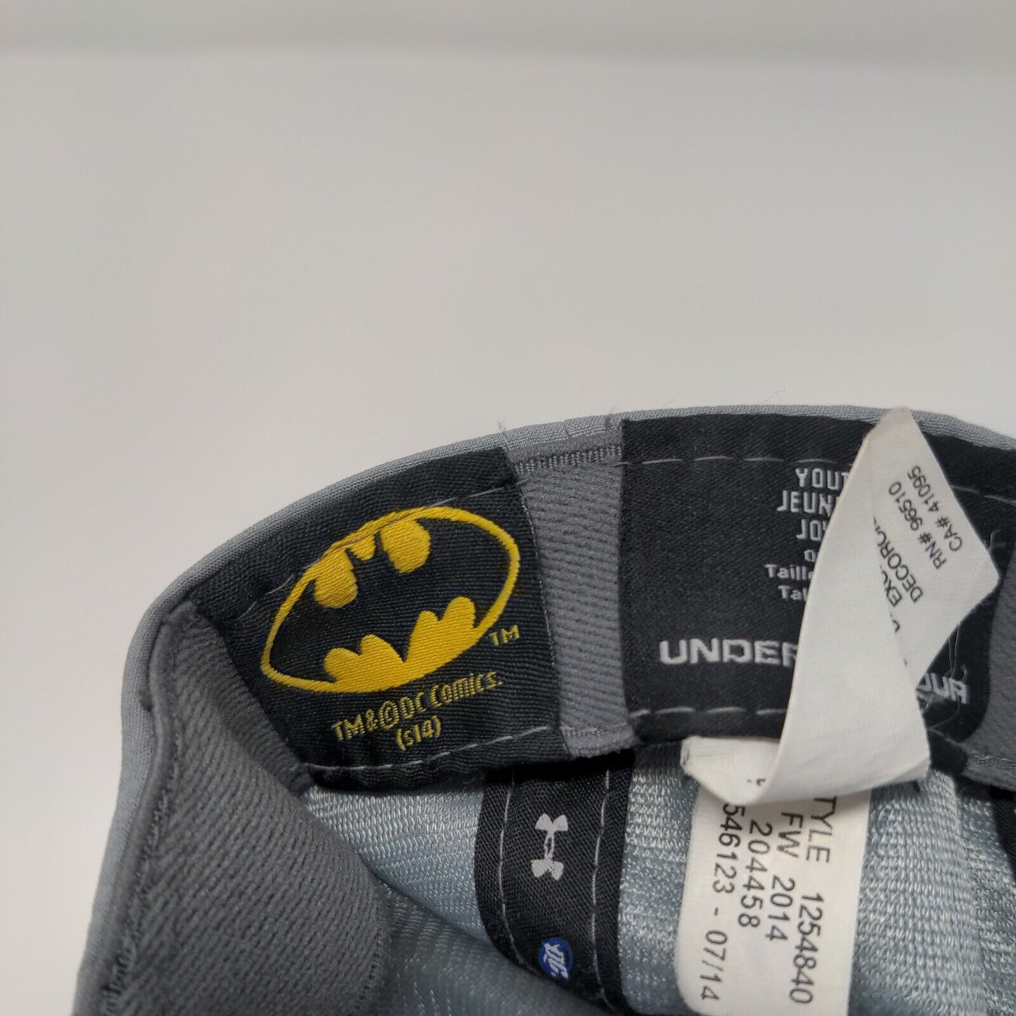 Batman Youth Snapback Hat Gray OSFA Adjustable Vented Holes 6 Panel Under Armour