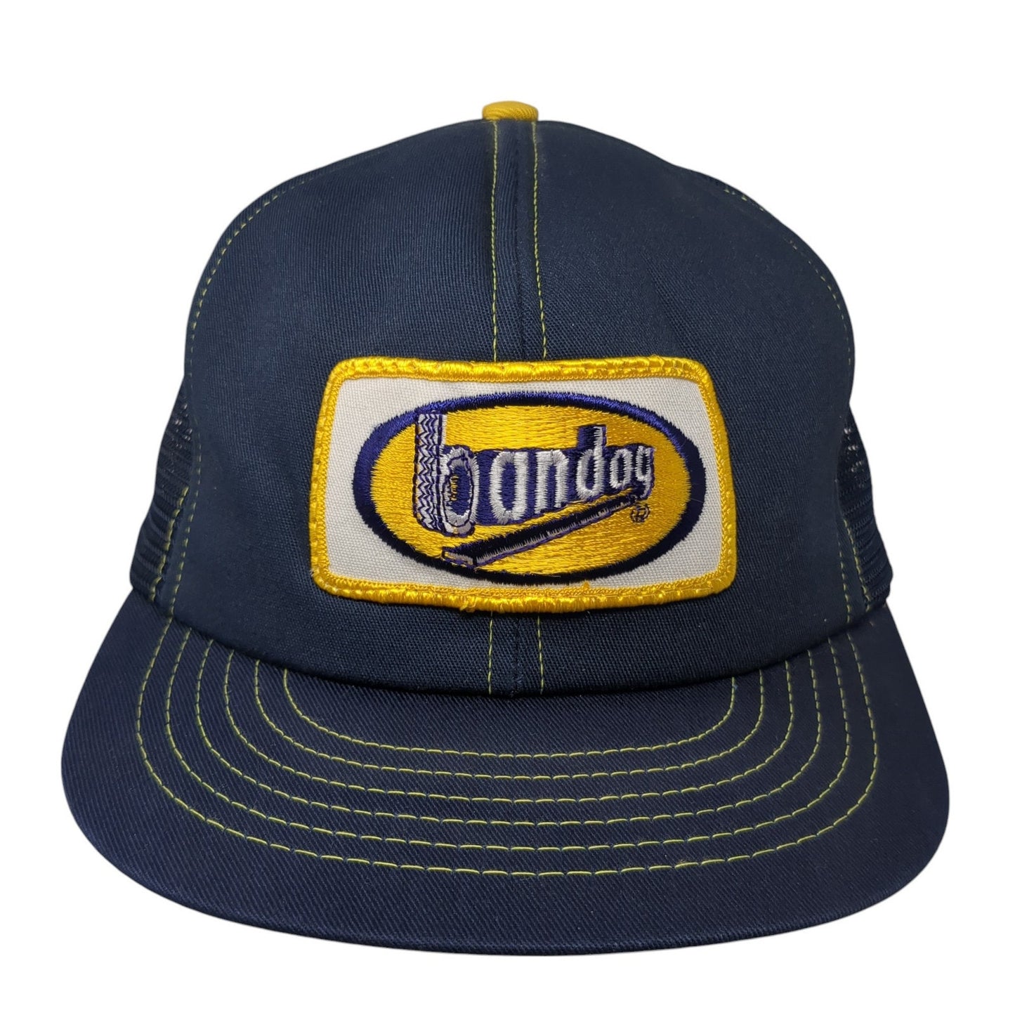 Bandoy Snapback Trucker Hat Blue One Size Adjustable Embroidered Mesh Back