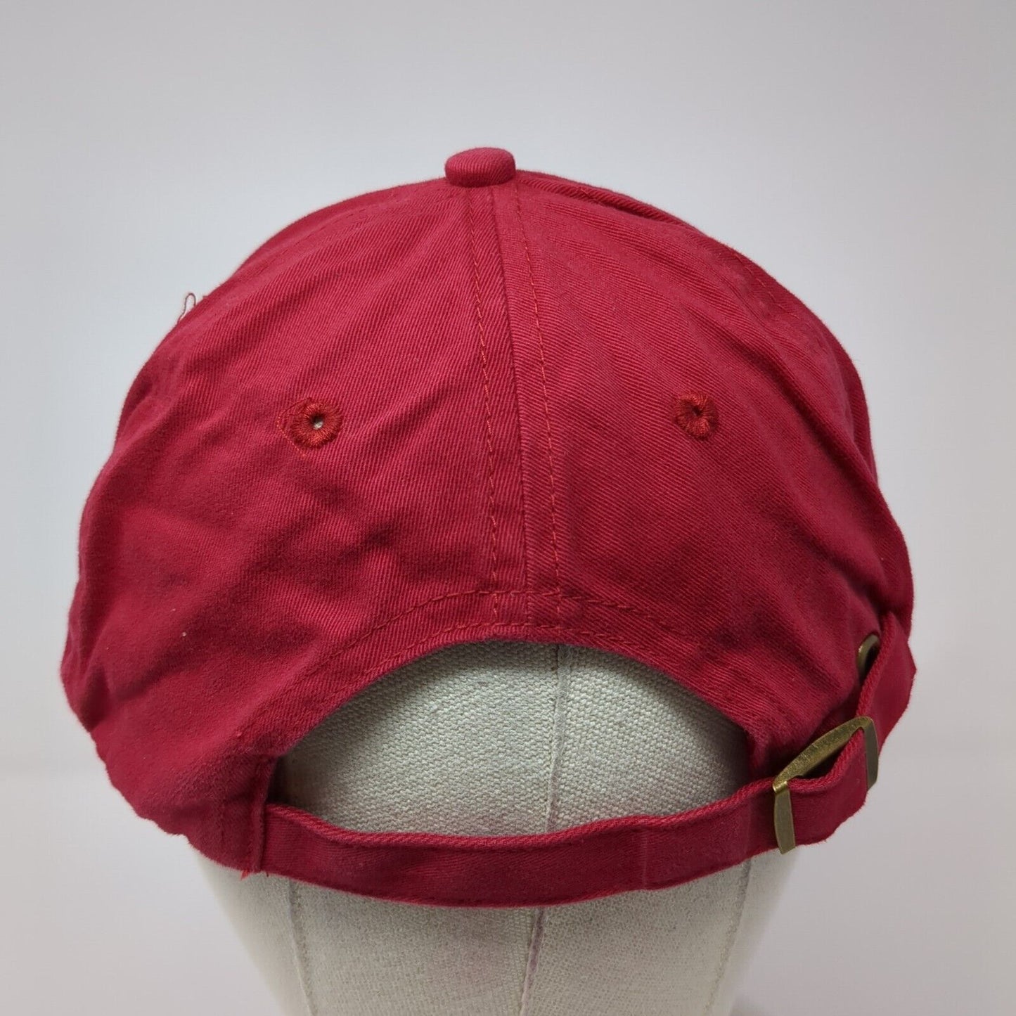 ECCO Slideback Hat Red One Size Adjustable Embroidered Vented Holes 6 Panel