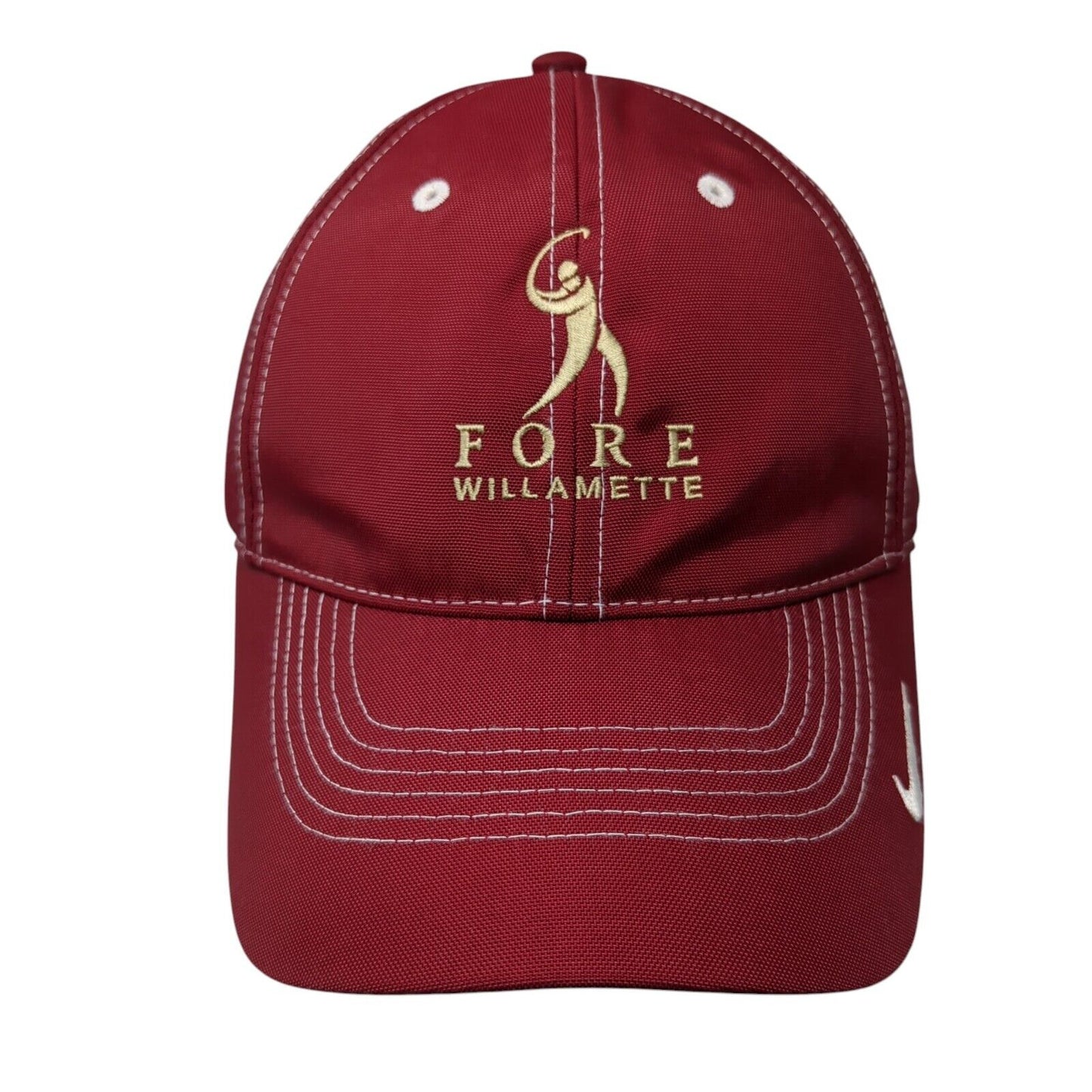 FORE Willamette Strapback Golf Hat Red One Size Adjustable Nike 6 Panel