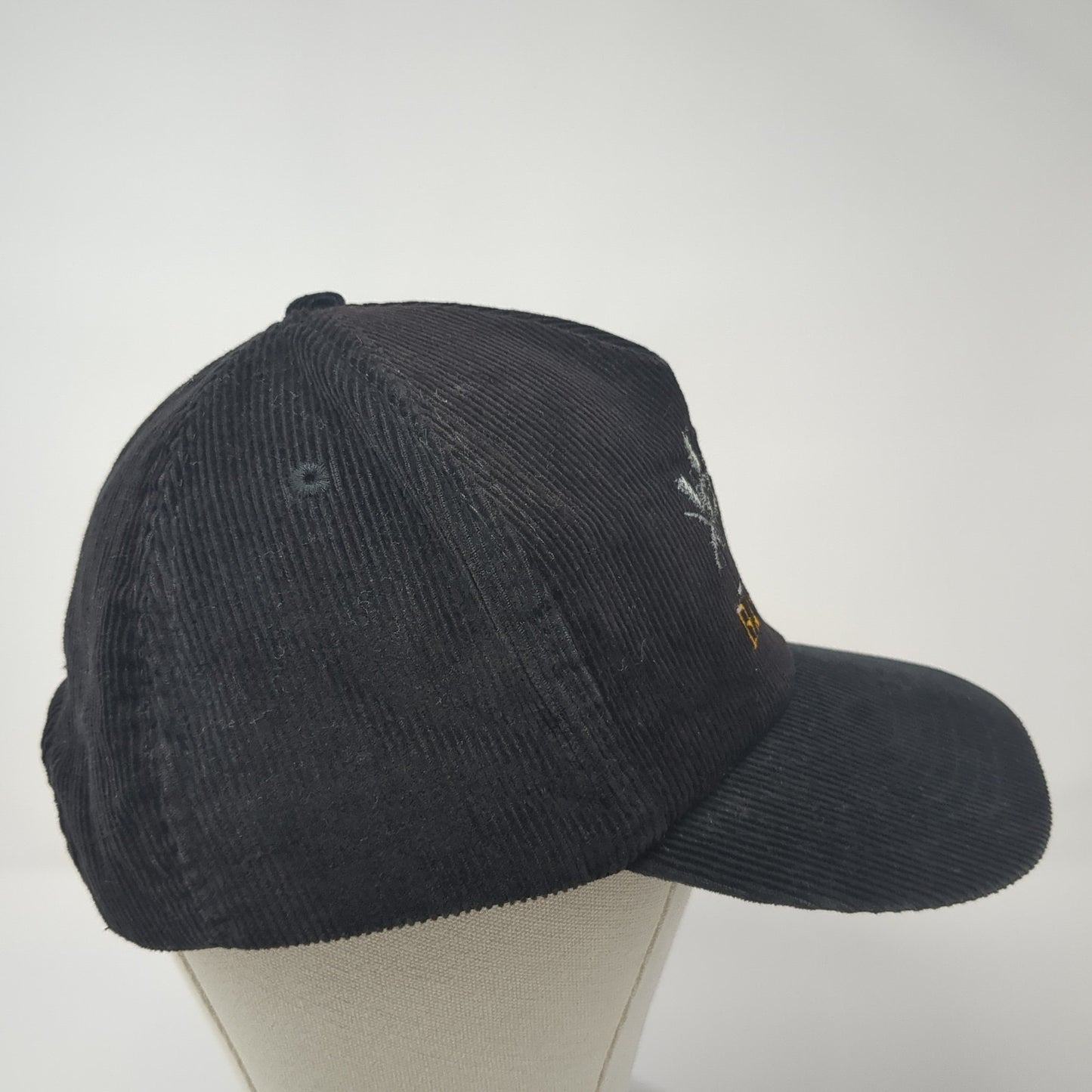 Bahamas Snapback Hat Black One Size Corduroy Embroidered Palm Trees