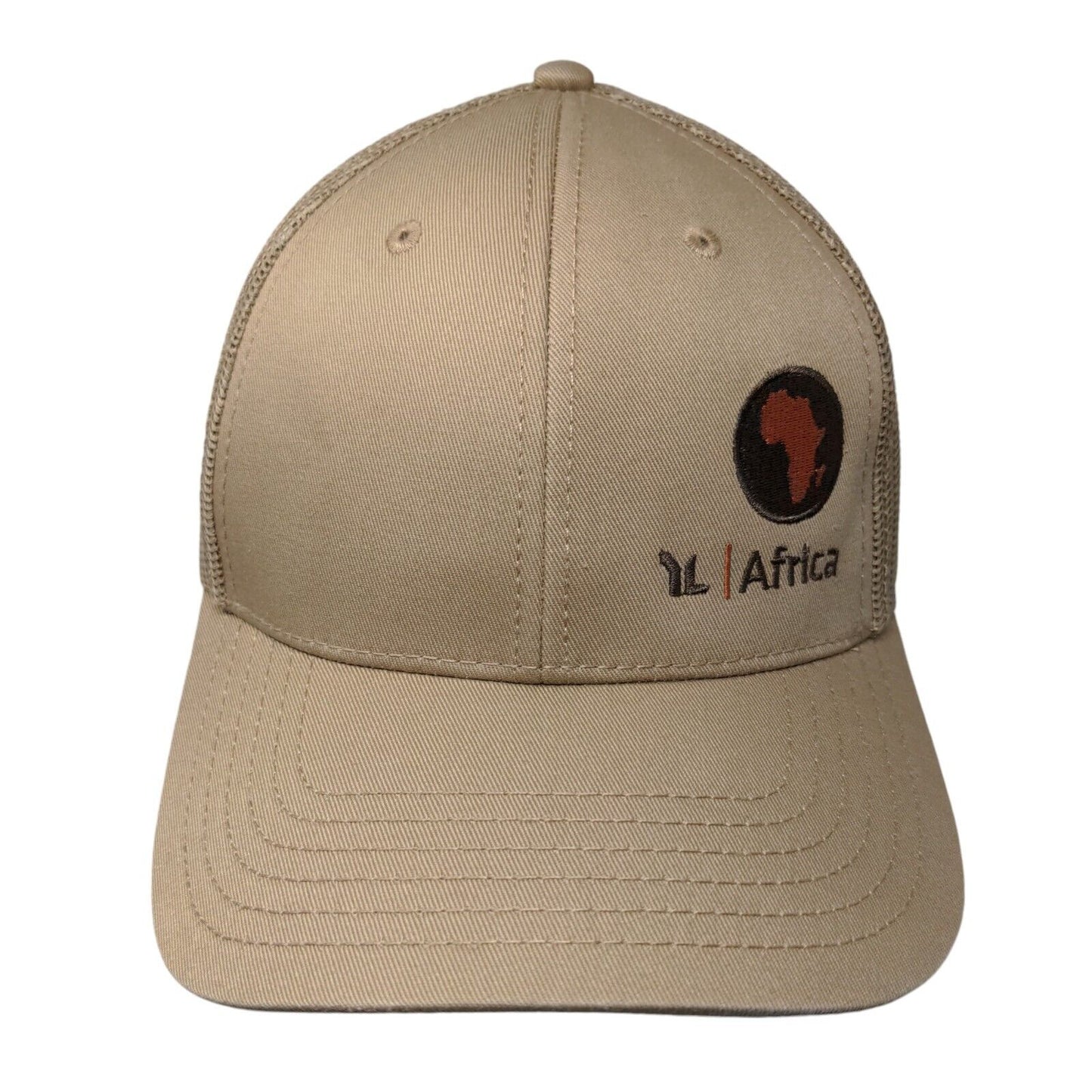 Africa Snapback Trucker Hat Tan OSFM Adjustable Embroidered Mesh Back Otto