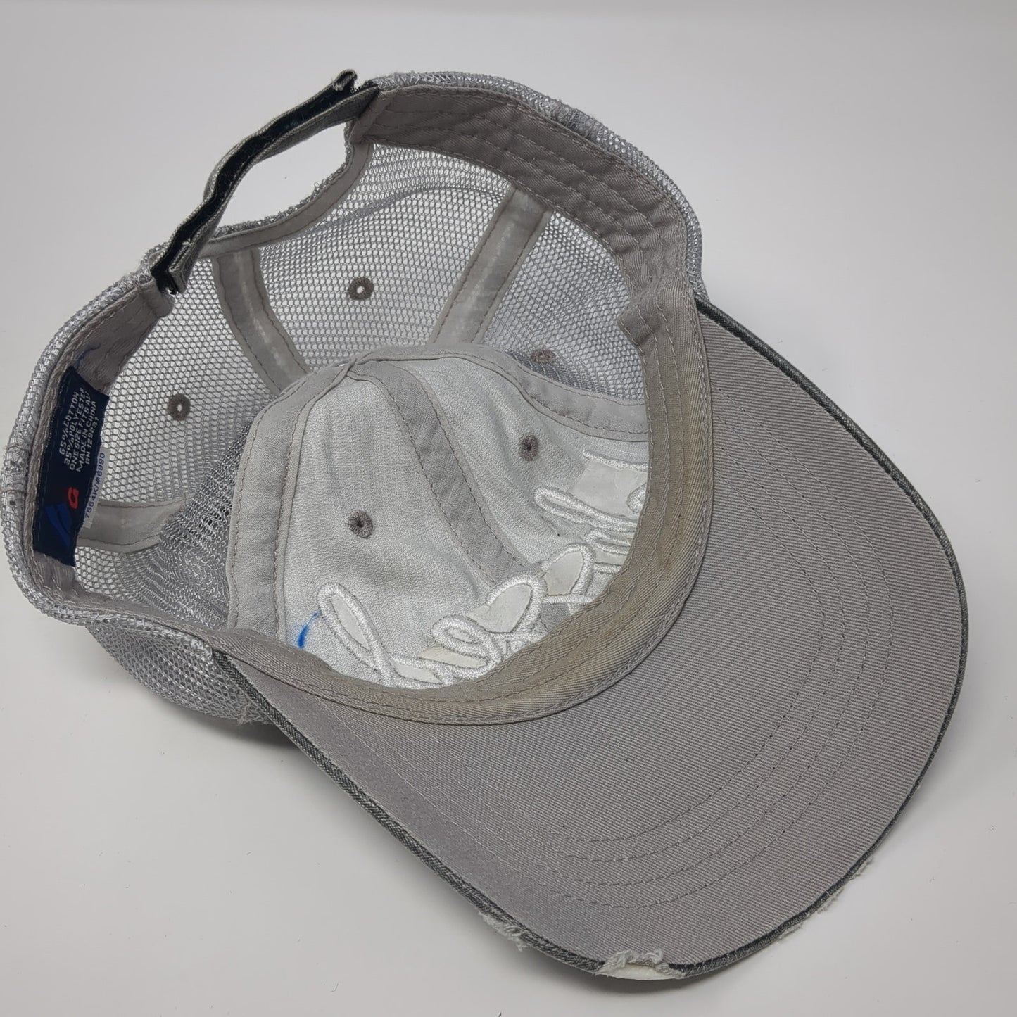 Blessed Strapback Baseball Cap Gray One Size Adjustable Mesh Back Distressed