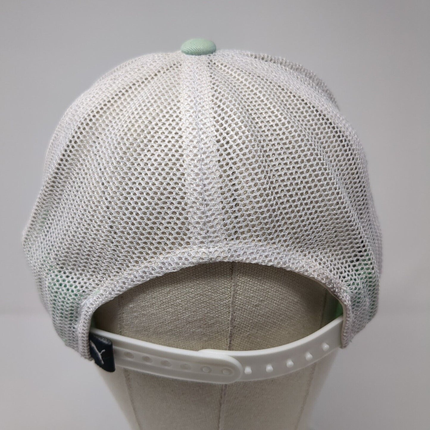 PUMA Snapback Trucker Hat Green One Size Adjustable Striped Mesh Back