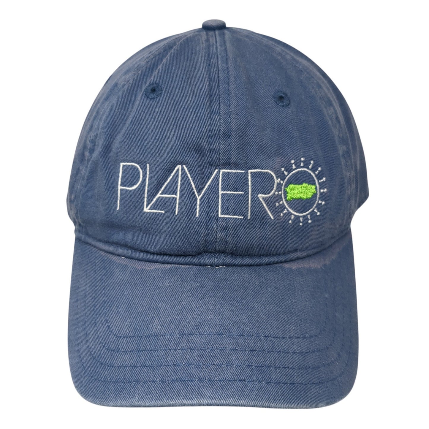 Player Slideback Baseball Cap Blue One Size Adjustable Embroidered Denim