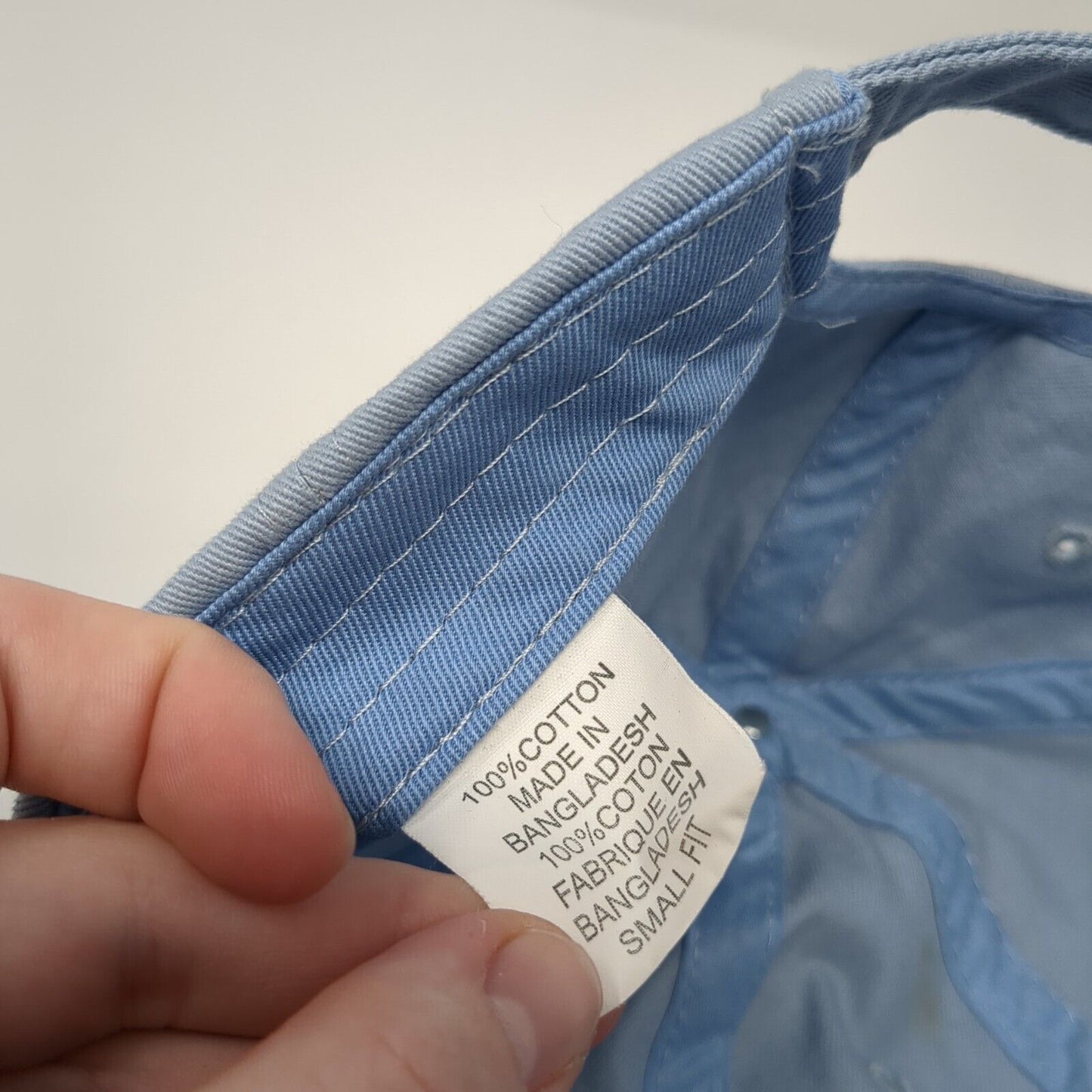 Unbranded Slideback Hat Blue OS Adjustable Leather Patch Vented Holes 6 Panel