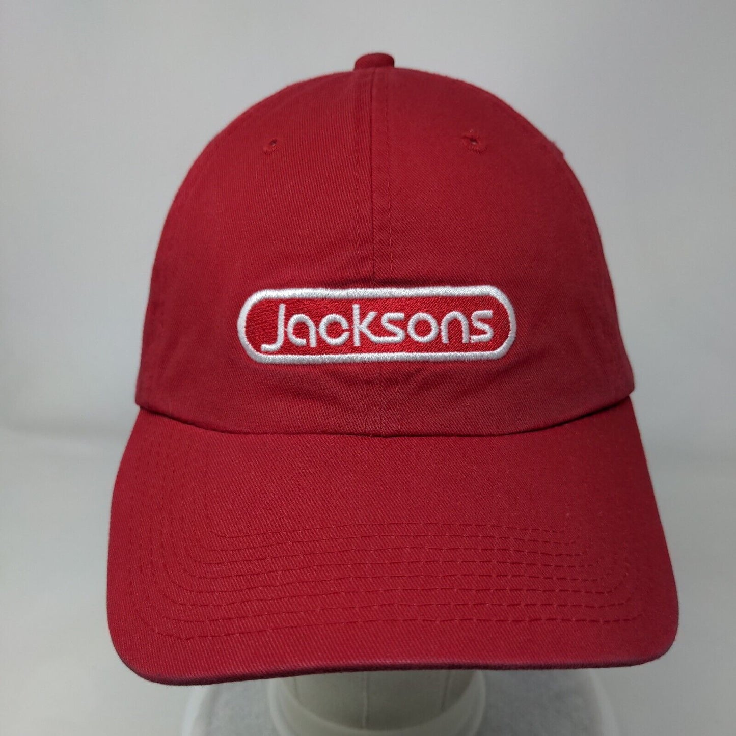 Jacksons Slideback Hat Red One Size Embroidered 6 Panel Fahrenheit