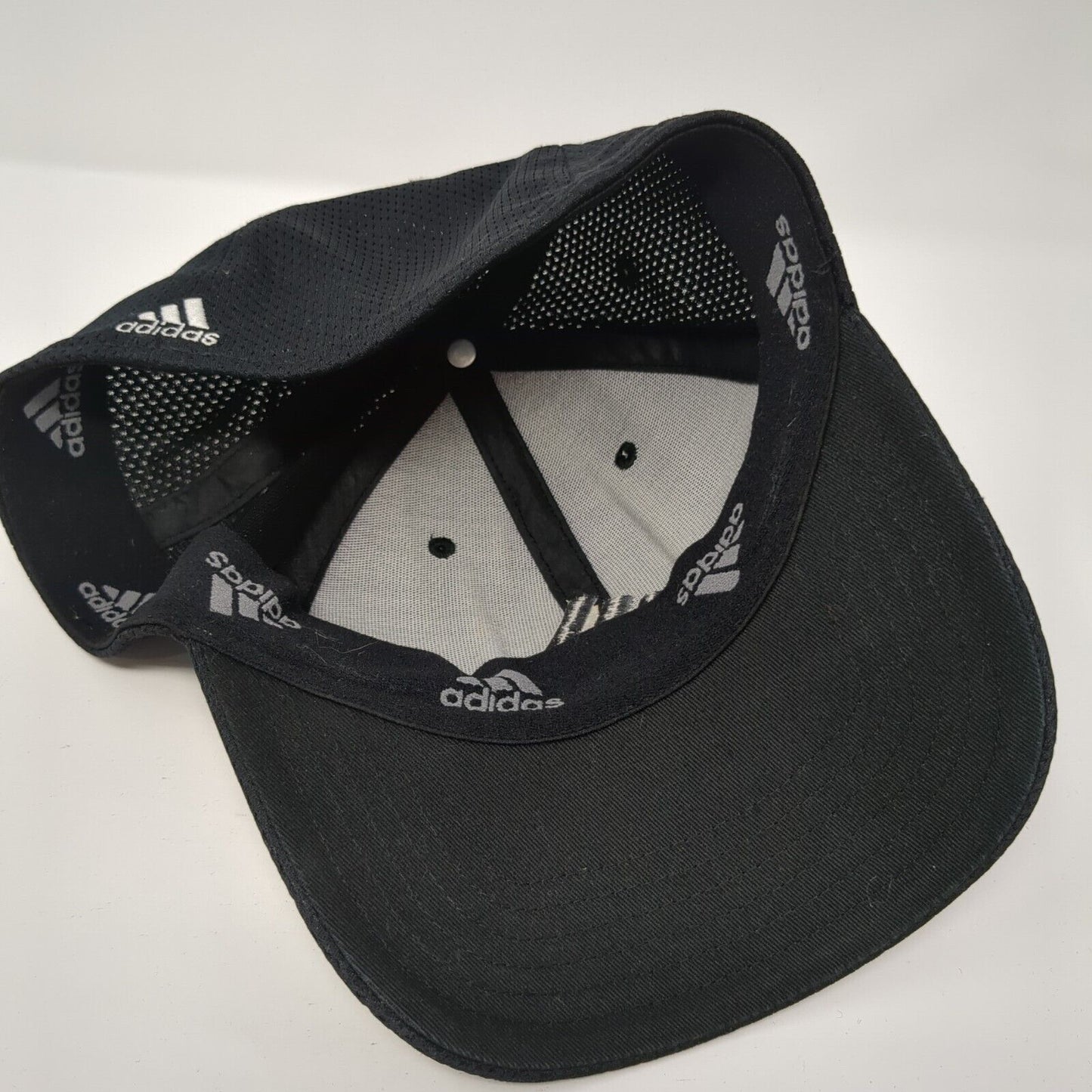 Adidas Fitted Hat Black One Size Embroidered Vented Holes Breathable 6 Panel