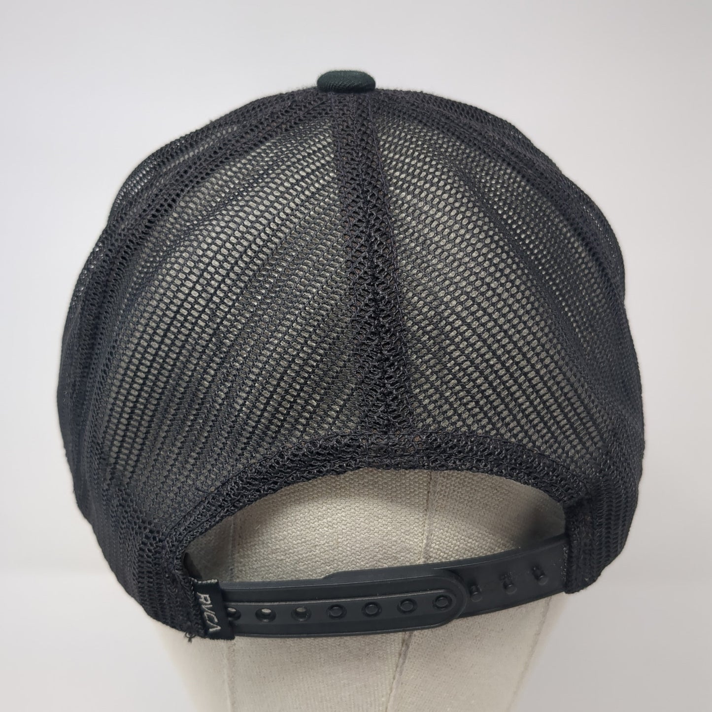 VA RVCA Snapback Trucker Hat Black One Size Adjustable Embroidered Mesh Back
