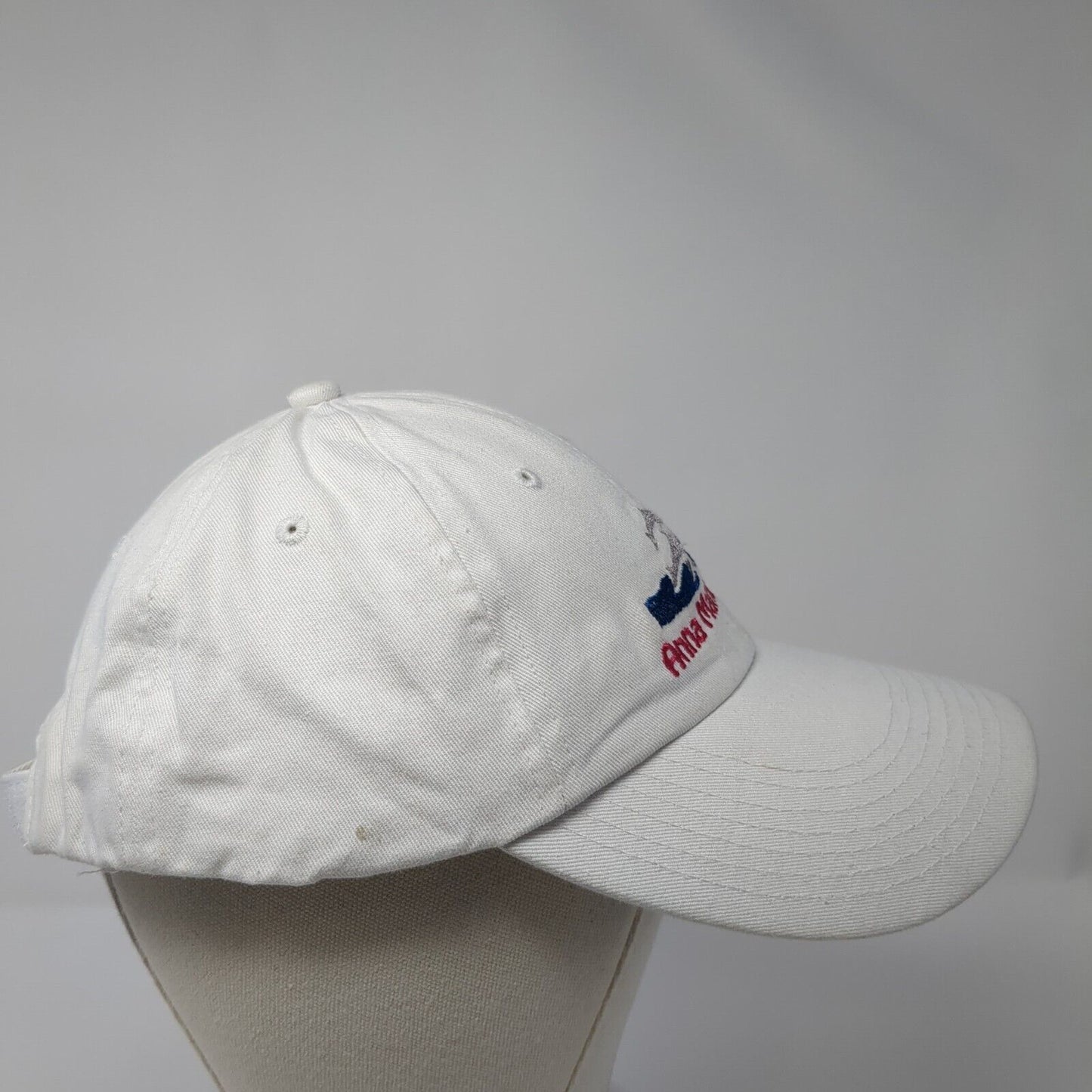Anna Maria Island Strapback Baseball Cap White One Size Adjustable Embroidered