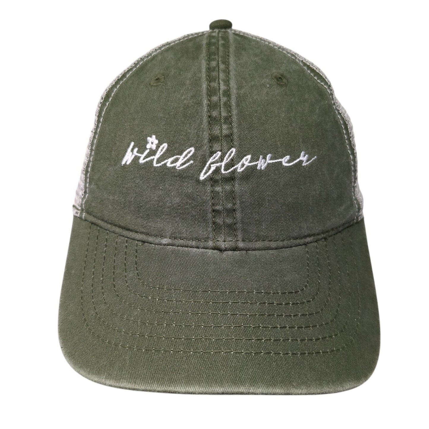 Wild Flower Slideback Trucker Hat Green One Size Adjustable Mesh Back 6 Panel