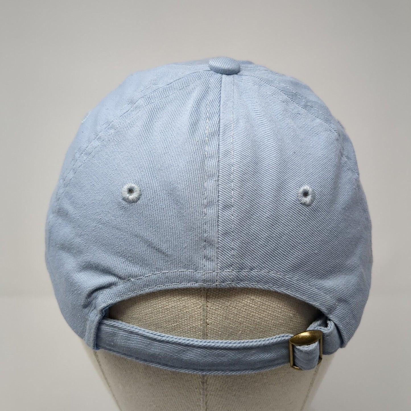 Unbranded Slideback Hat Blue OS Adjustable Leather Patch Vented Holes 6 Panel