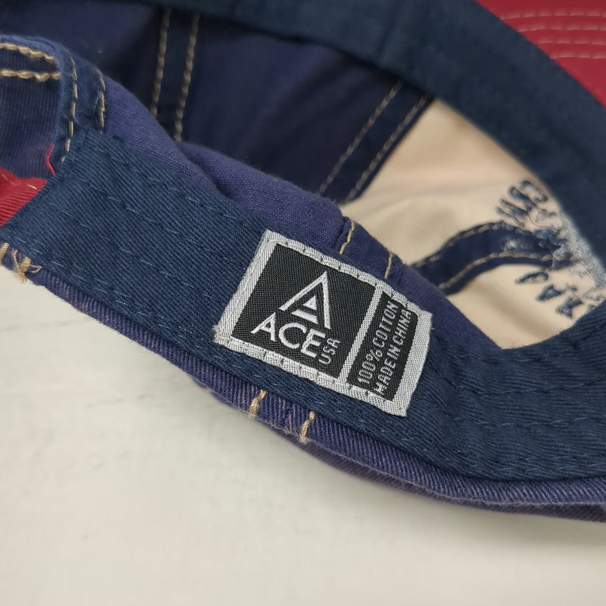 Ace USA Baseball Cap Blue Beige Red One Size Crater Lake National Park Strap Hat