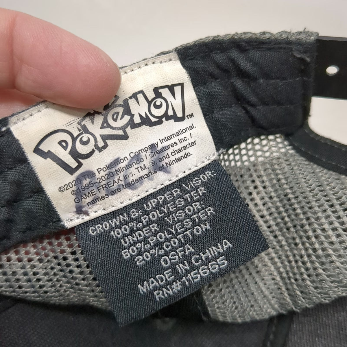 Pokemon Trucker Hat Gray One Size Pikachu Poke Ball Mesh Snapback Flat Brim Logo