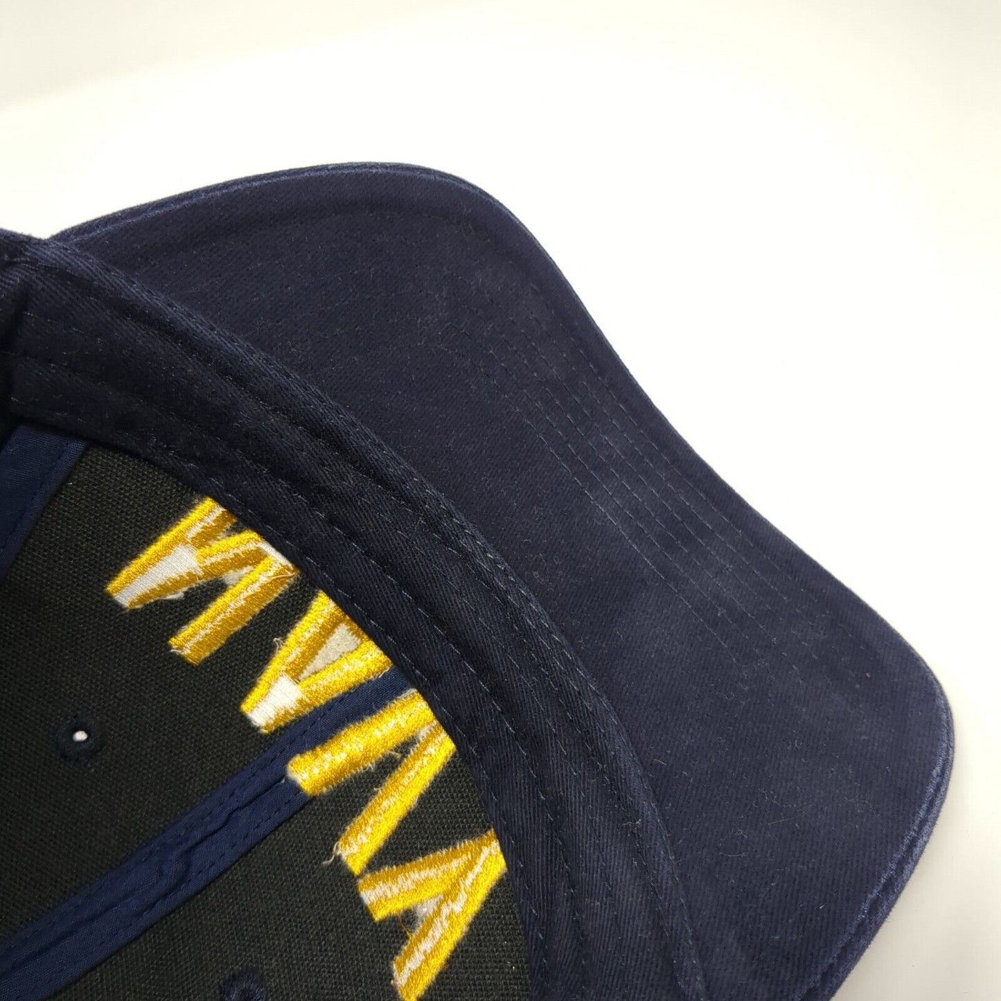 NAVY Strapback Hat Blue One Size Adjustable Embroidered Vented Holes 6 Panel