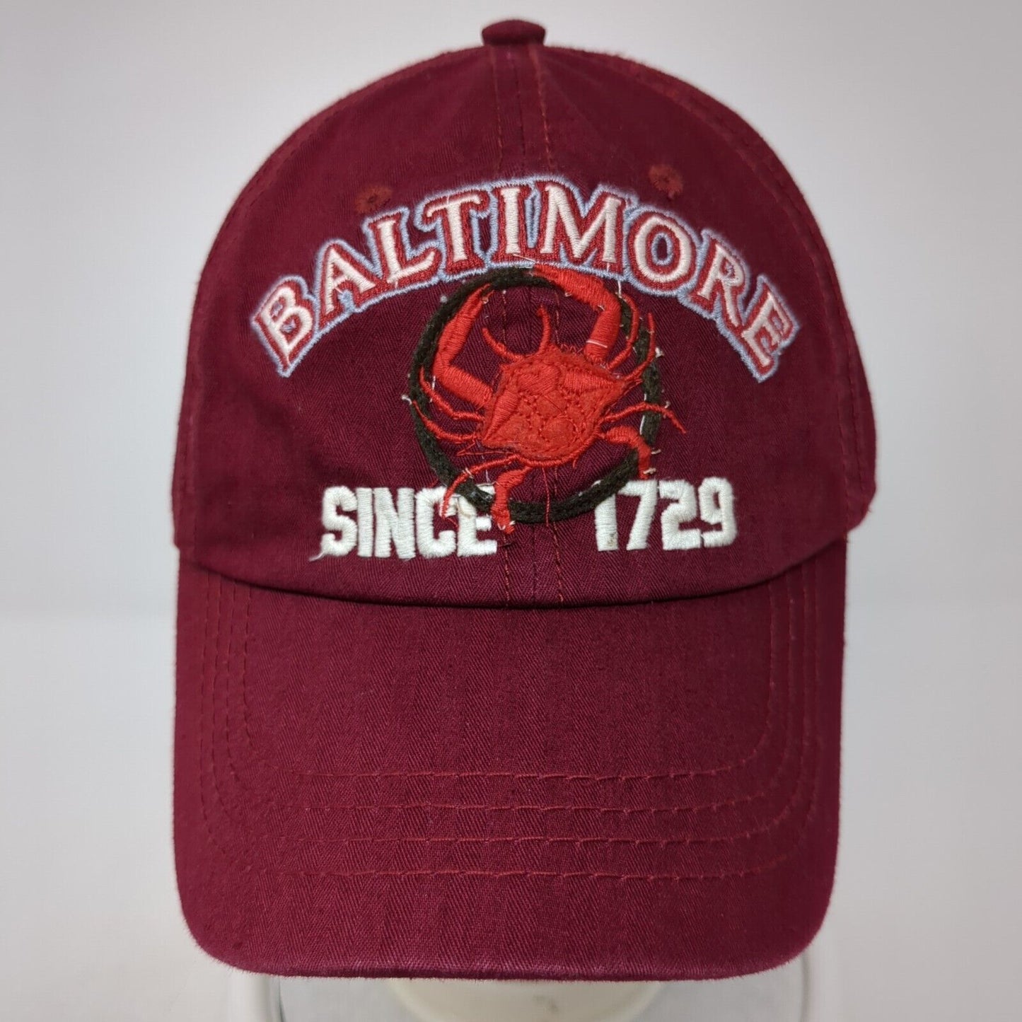 Baltimore Since 1729 Slideback Baseball Cap Red OS Adjustable Embroidered USA