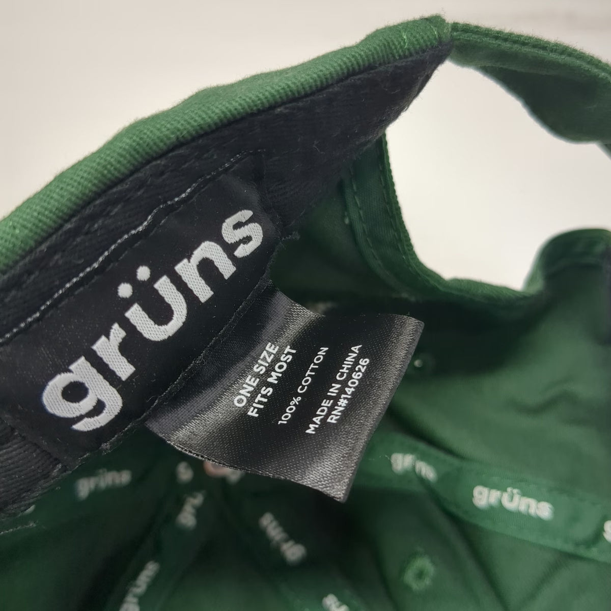 Grüns Baseball Cap Green One Size Cotton Adjustable Slideback Embroidered Hat