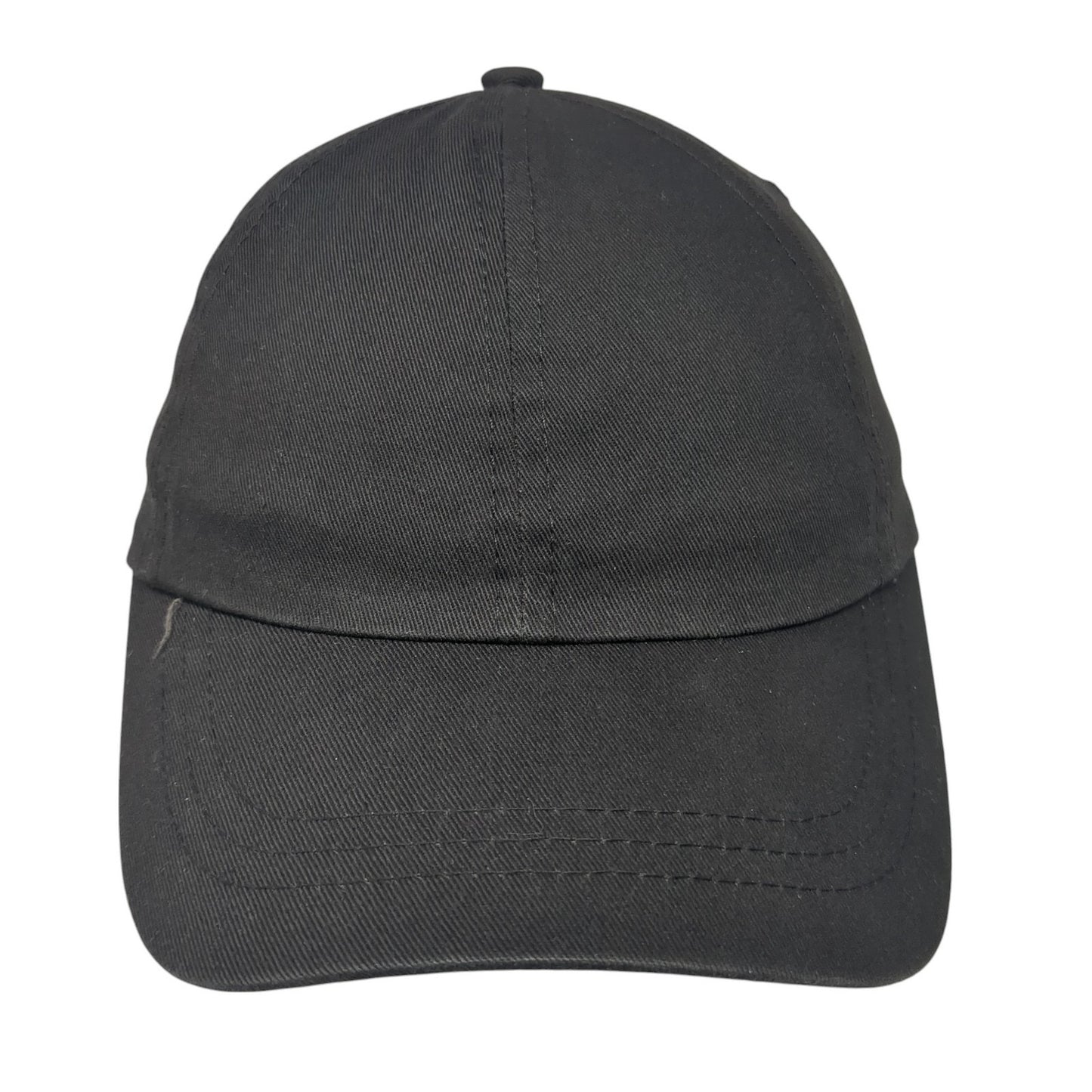 Unbranded Strapback Hat Black One Size Adjustable Vented Holes 6 Panel Blank