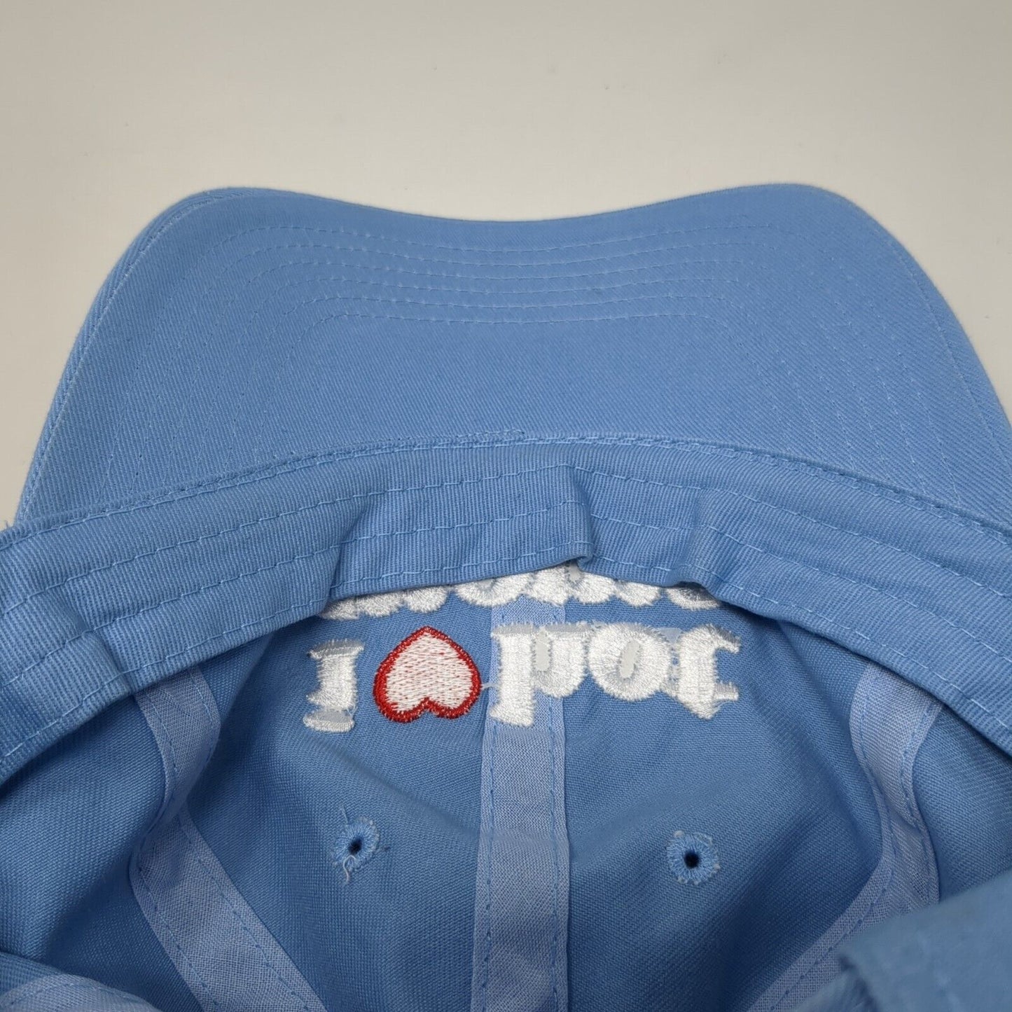 I Love Hot Moms Slideback Hat Blue One Size Adjustable Embroidered