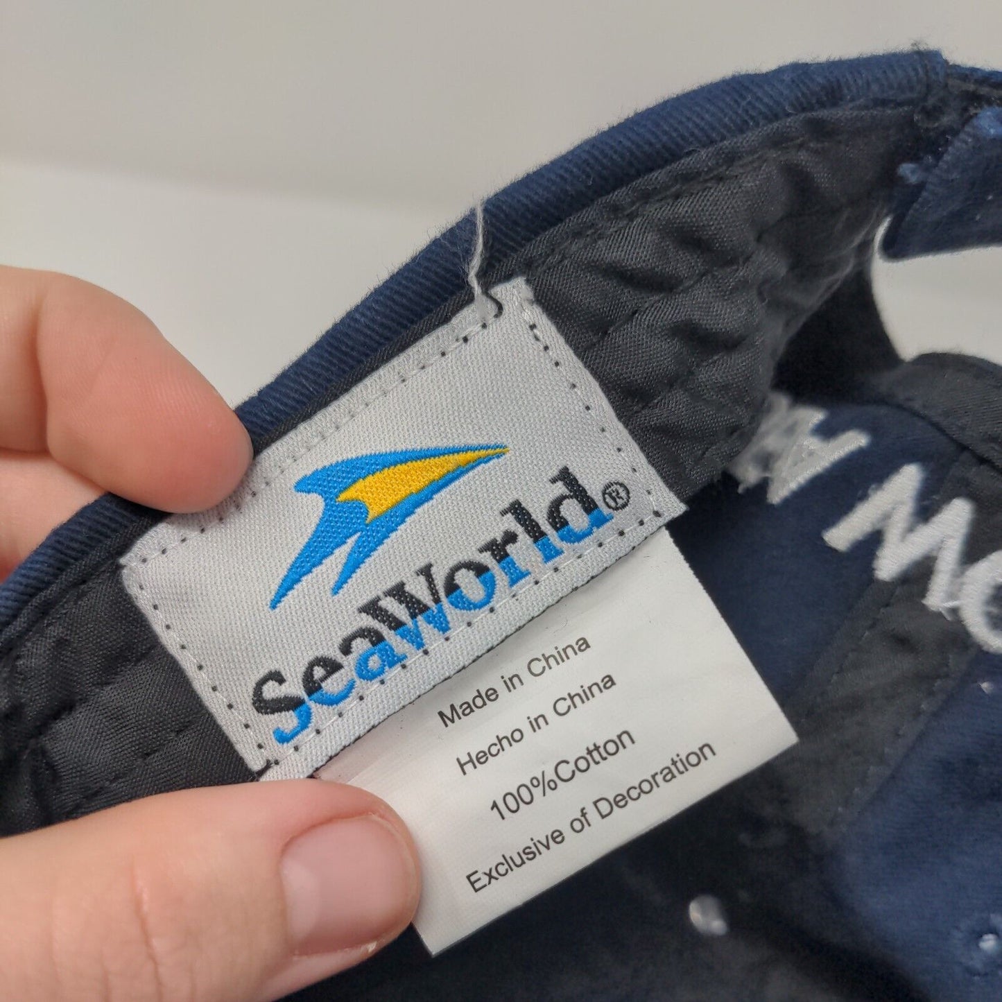 Sea World Strapback Hat Blue One Size Adjustable Embroidered 6 Panel Cotton