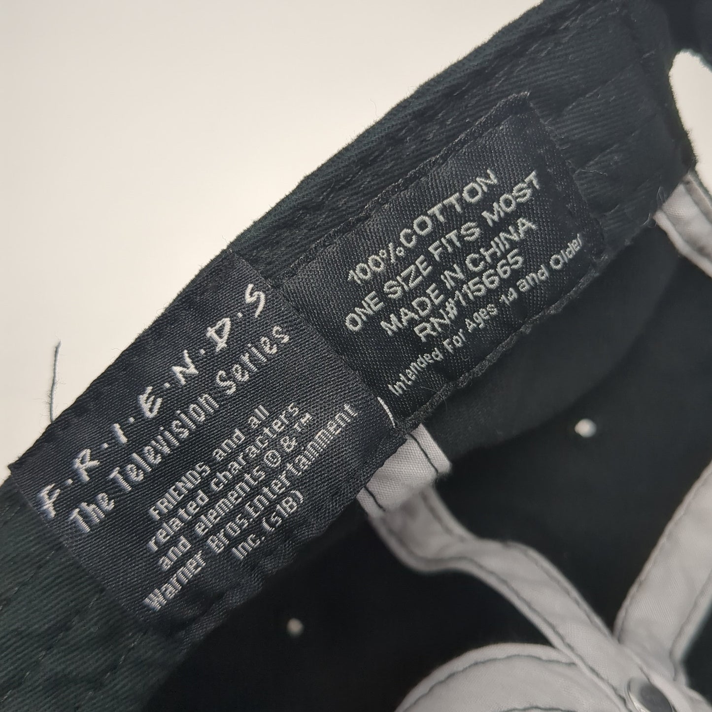 FRIENDS Slideback Baseball Cap Black One Size Adjustable Embroidered 6 Panel