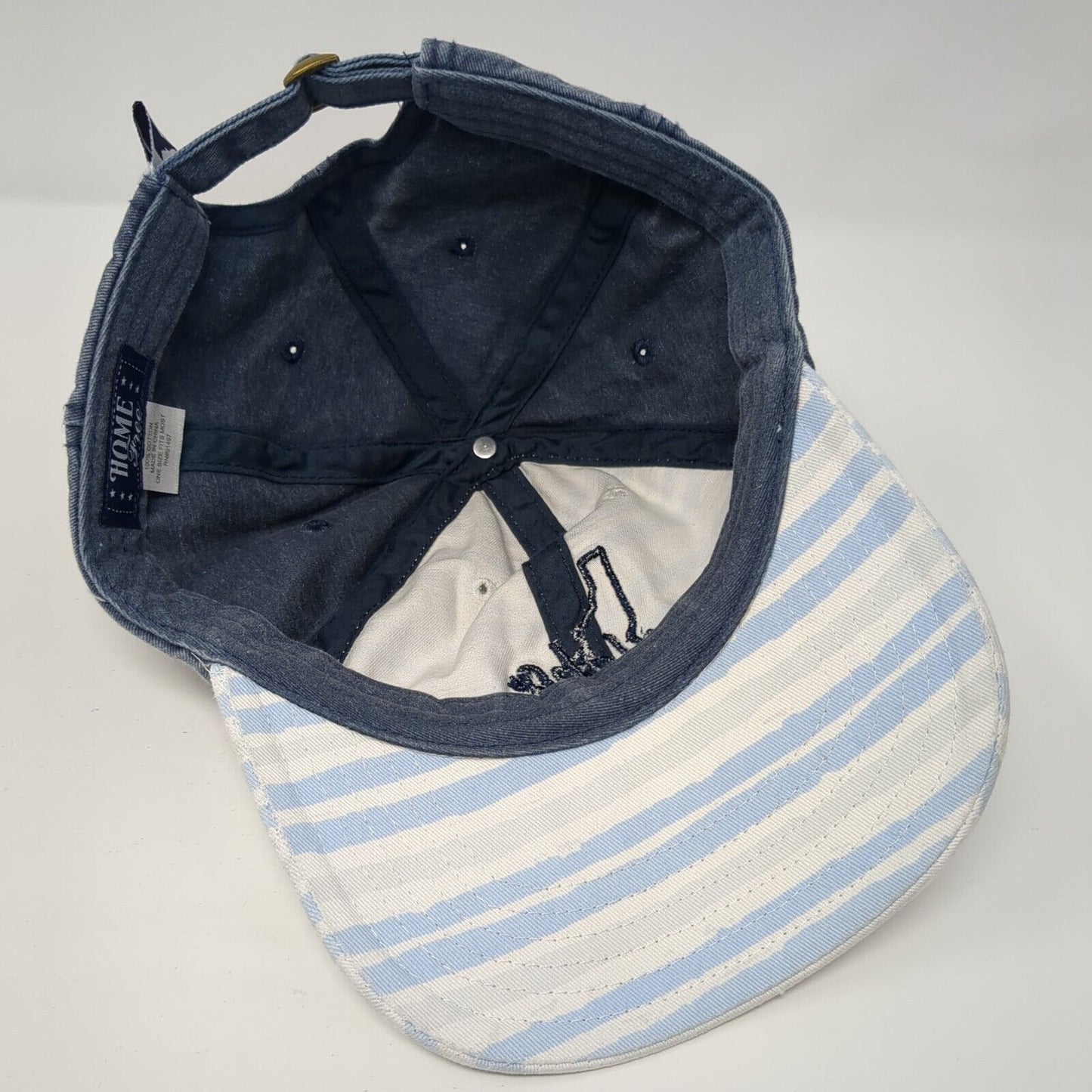 Idaho Slideback Hat Blue One Size Adjustable Embroidered Striped Home Free