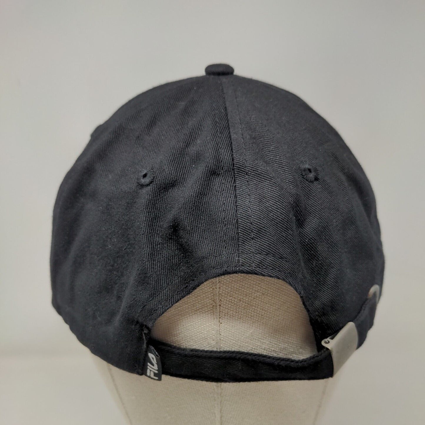 FILA Slideback Hat Black One Size Embroidered 6 Panel Vent Holes