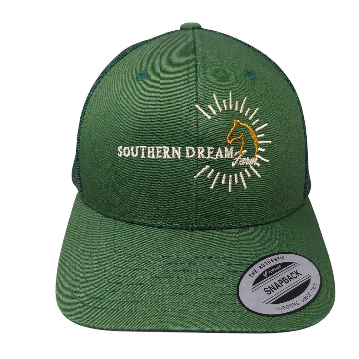Southern Dream Farm Snapback Trucker Hat Green OS Adjustable Mesh Back Yupoong