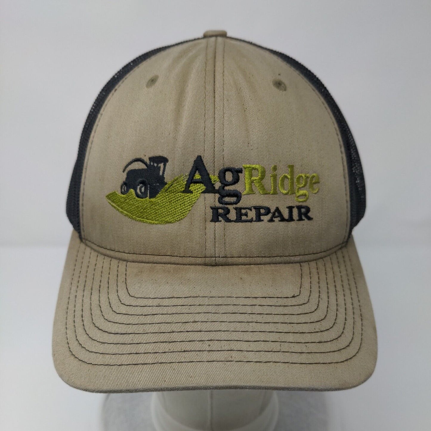AgRidge Repair Snapback Trucker Hat Tan One Size Mesh Back Embroidered