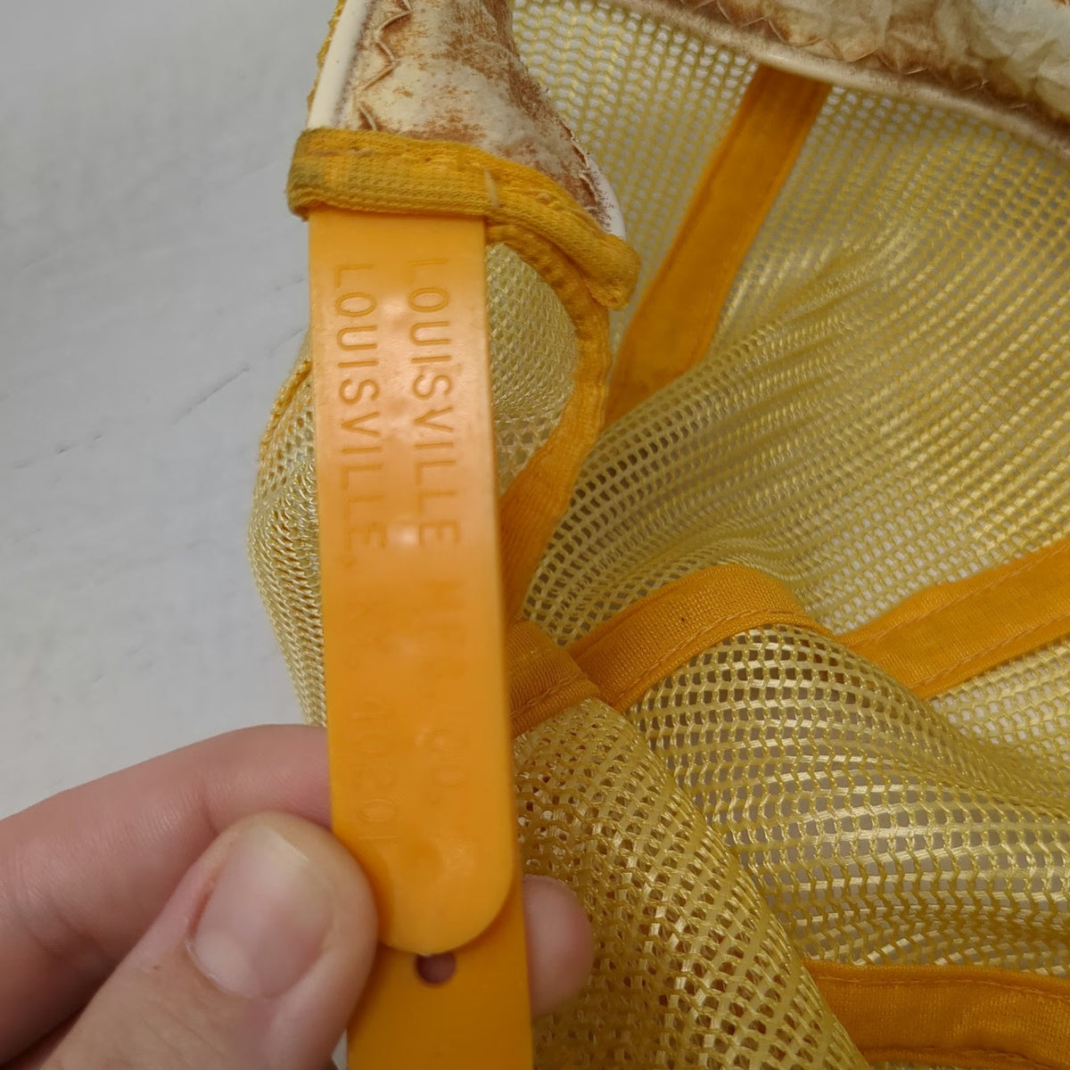 Louisville Mfg Co Trucker Hat Yellow Blue OSFM Scrambled Eggs Oak Leaf Vintage