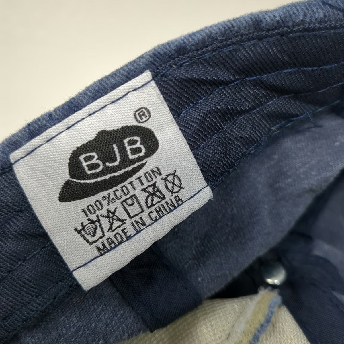 BJB 5 Panel Blue One Size New York Distressed Frayed Denim Graphic Slideback Hat