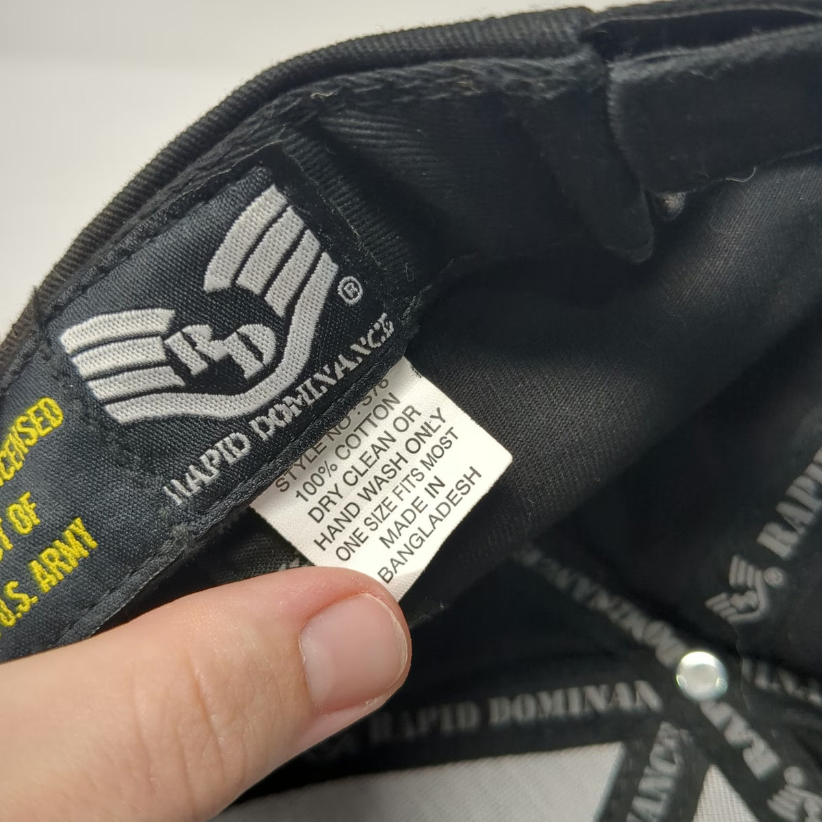 Rapid Dominance Baseball Cap Black One Size US Army Embroidered Strapback Hat