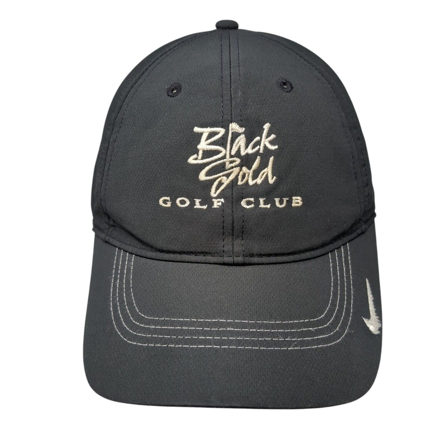 Black Gold Golf Club Snapback Hat Black OSFM Nike Embroidered 6 Panel