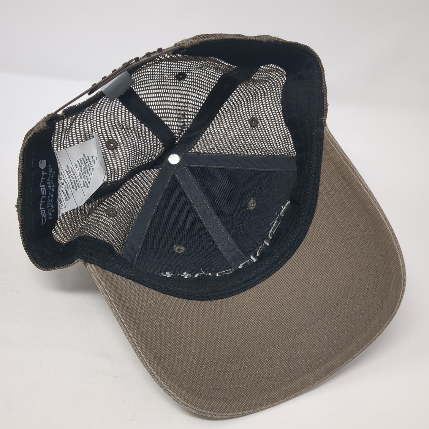 Carhartt Spell Out Snapback Trucker Hat Brown One Size Solid Mesh Back