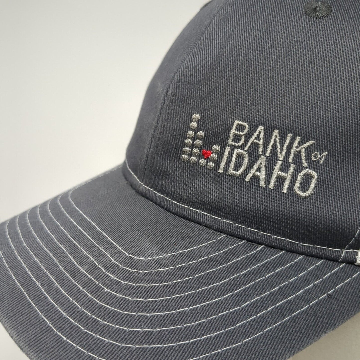 Bank Of Idaho Snapback Trucker Hat Gray OS Adjustable Mesh Back Port Authority