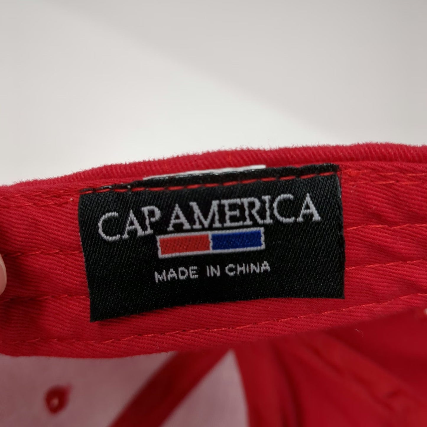 Cap America Red White One Size Audi Boise Rings Logo Embroidered Slideback Hat