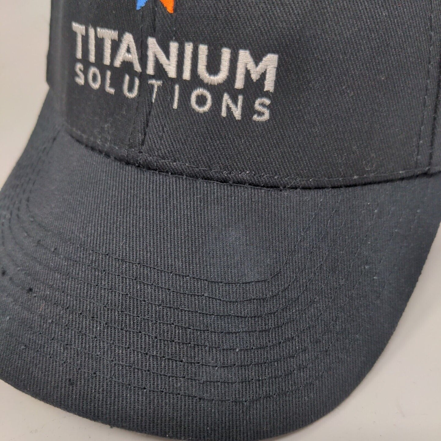 Titanium Solutions Strapback Hat Black One Size Embroidered 6 Panel