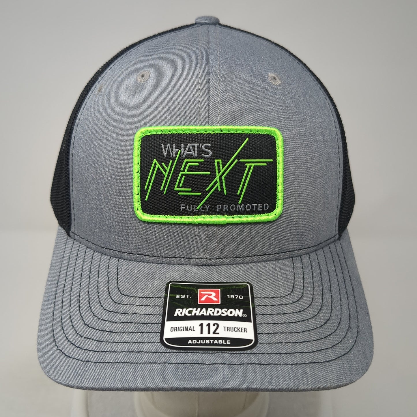 What's Next Fully Promoted Trucker Hat Gray One Size Adjustable Richardson
