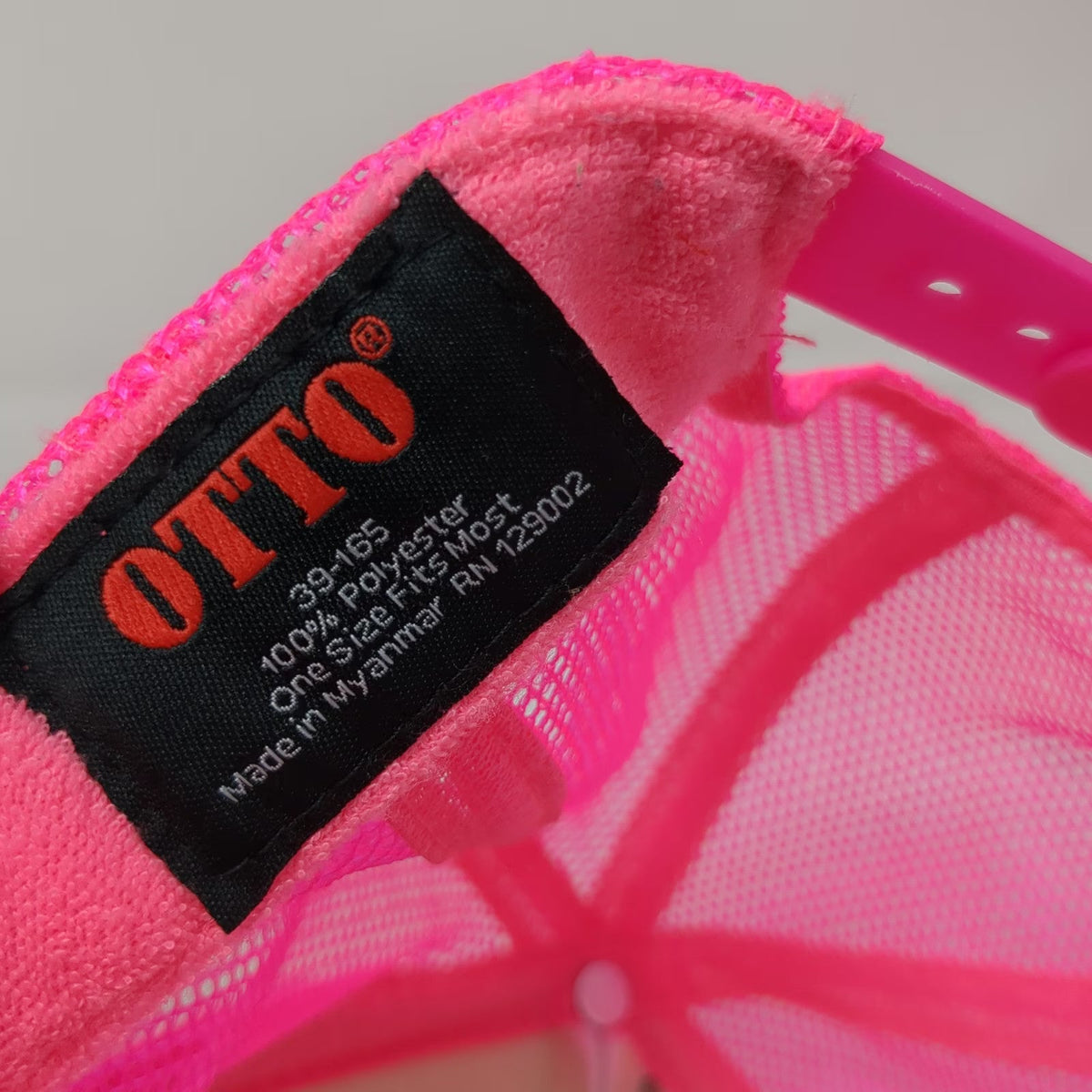 OTTO Trucker Hat Pink One Size Becky's Bach Smiley Face Mesh Snapback Rope Foam