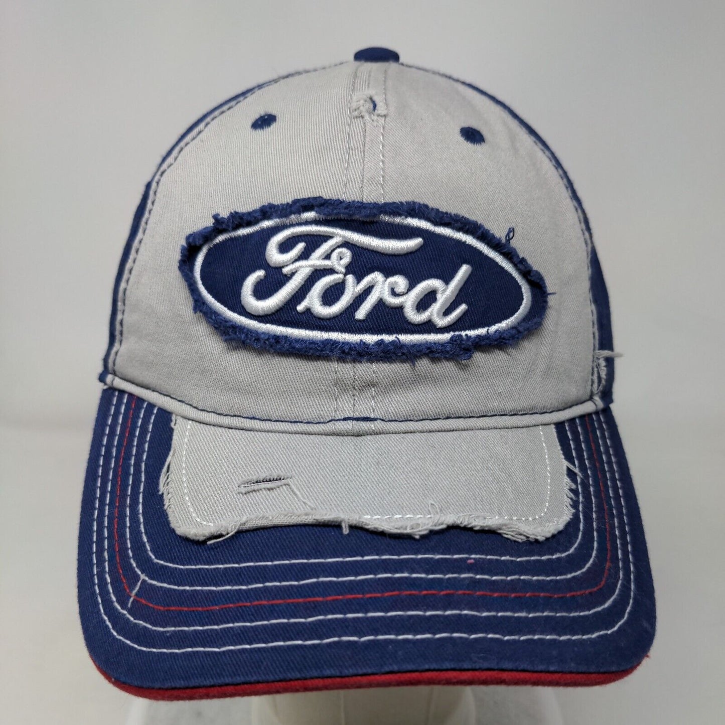 Ford Snapback Hat Multicolor One Size Adjustable Distressed Vented Holes 6 Panel