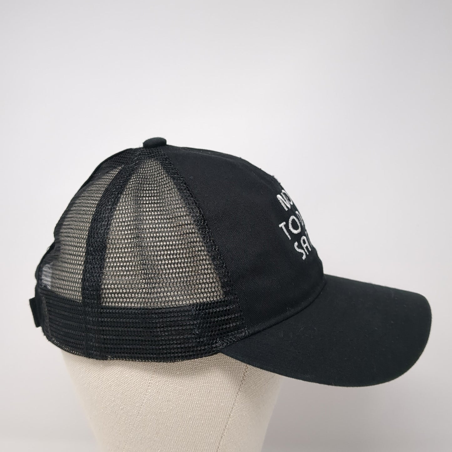 Not Today Satan Ponytail Trucker Hat Black One Size Adjustable Mesh Back C.C