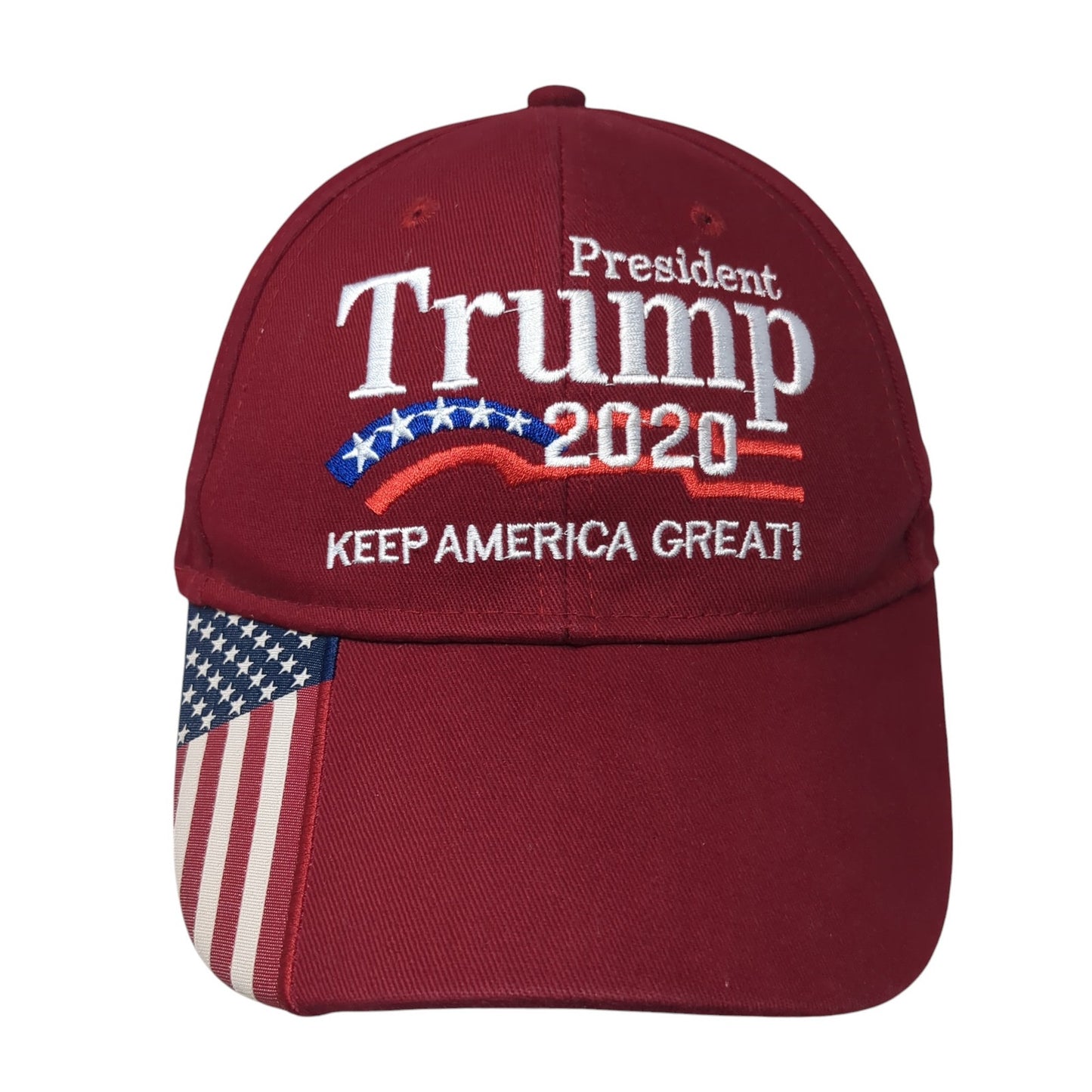 President Trump 2020 Keep America Great! Strapback Hat Red One Size Flag
