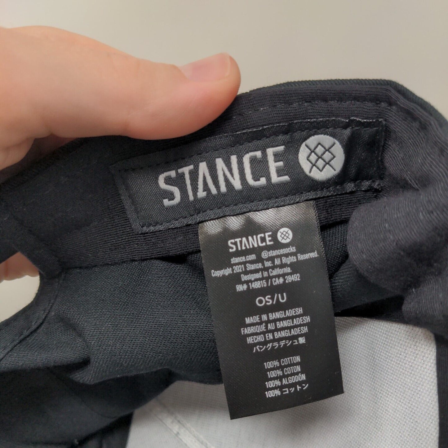 Stance Snapback Hat Black One Size Embroidered Adjustable Vent Holes