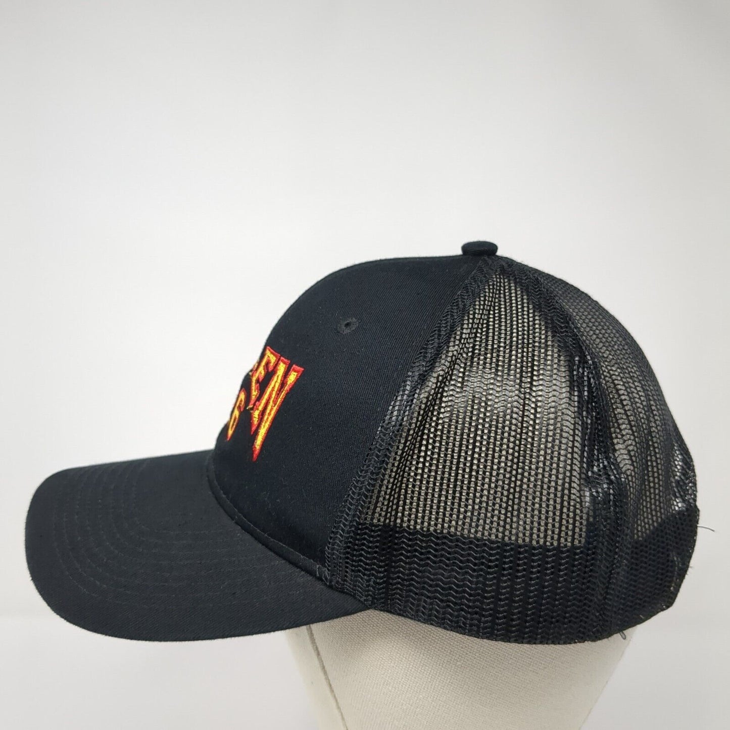 Allen 26 Snapback Trucker Hat Black One Size Adjustable Mesh Back Port Authority