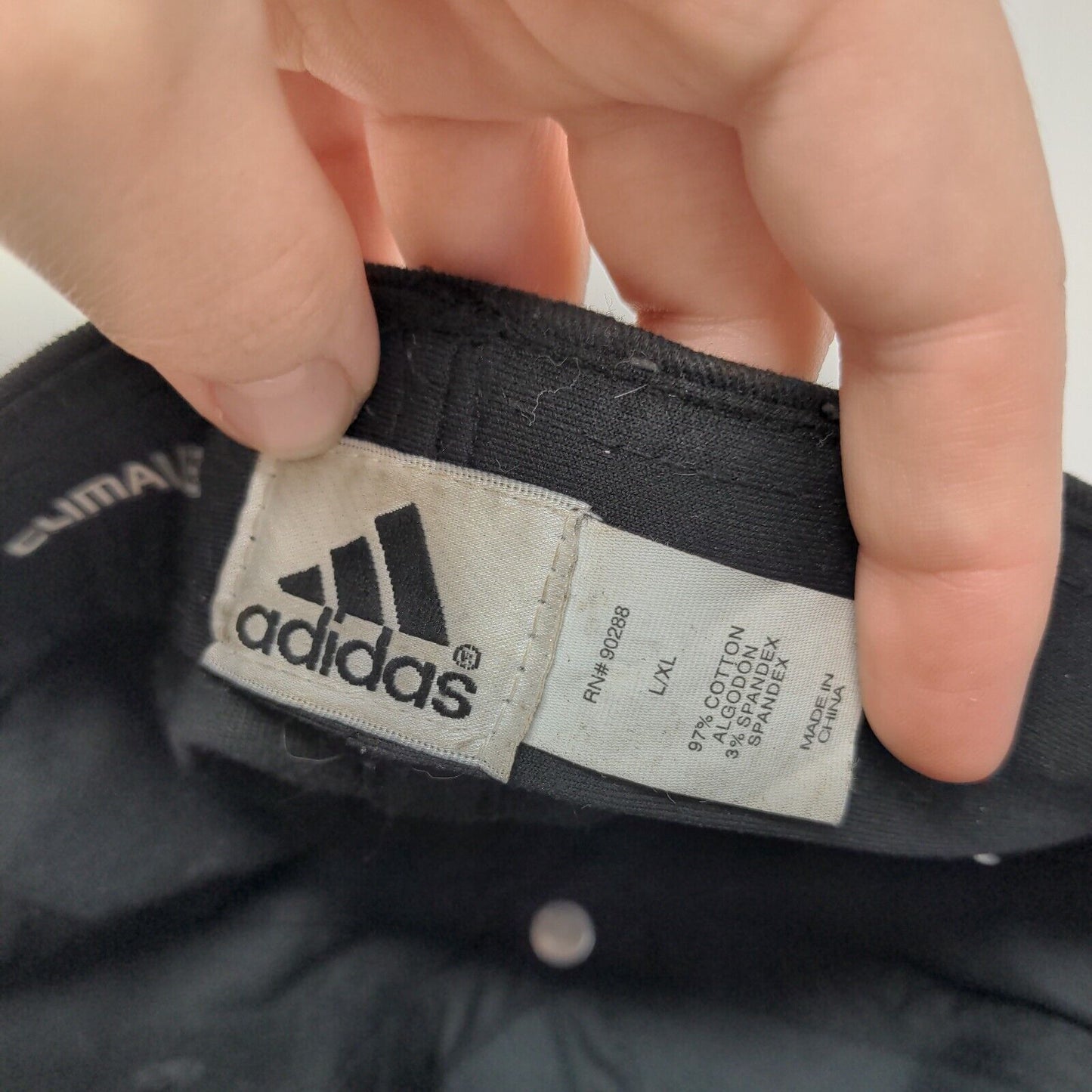 Adidas Fitted Hat Black Size L/XL Lightweight Embroidered Climalite 6 Panel