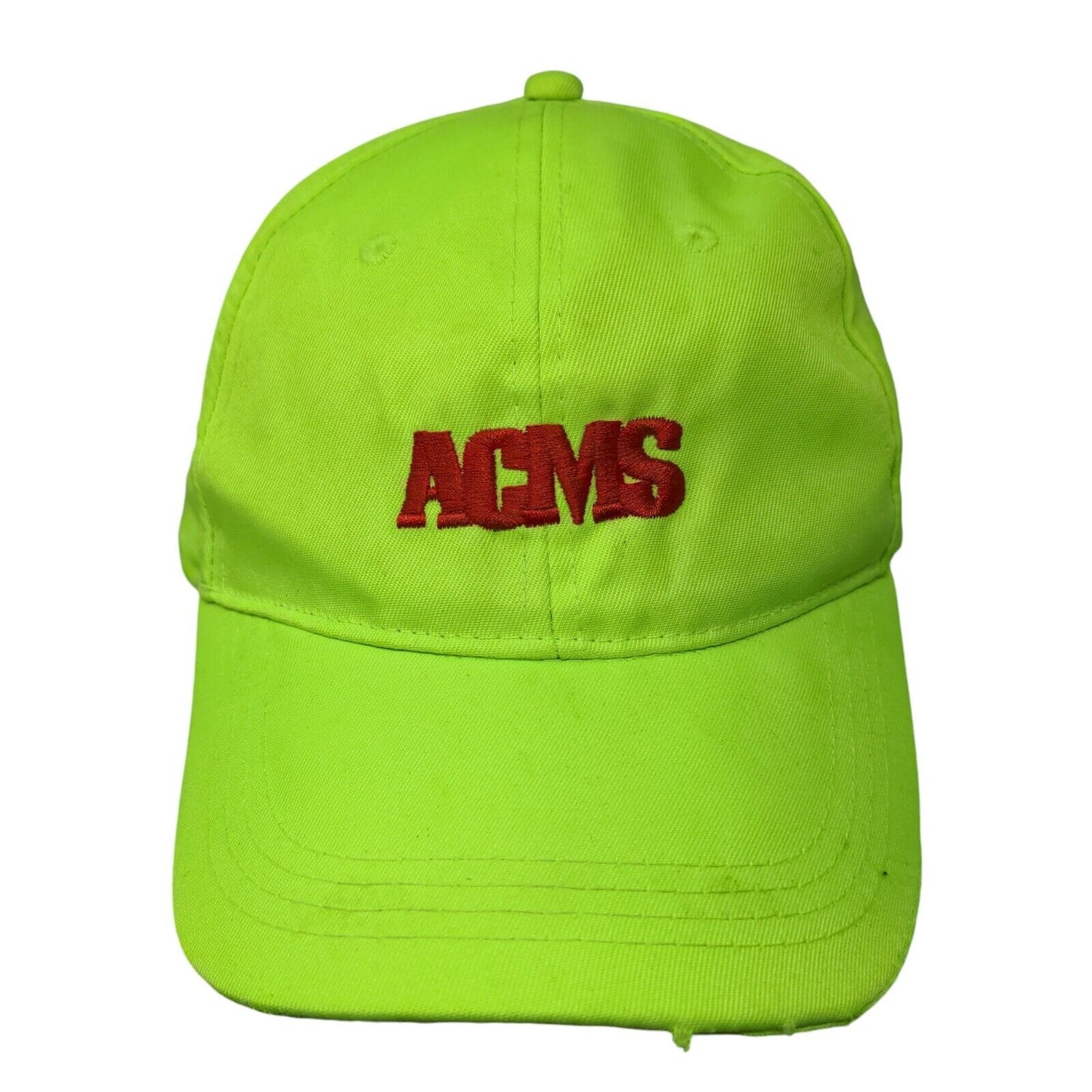 ACMS Strapback Hat Green One Size Adjustable Embroidered Vented Holes 6 Panel