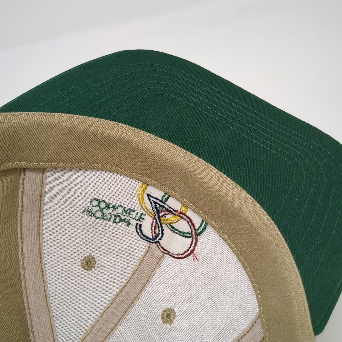 World of Concrete Orlando Beige Green Snapback Hat One Size Embroidered Twill