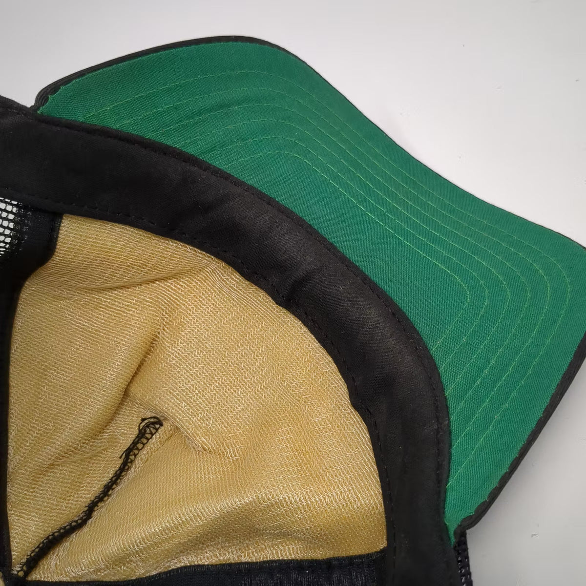 Cal-Stores Black Trucker Hat One Size Embroidered Patch Snapback Green Underbrim